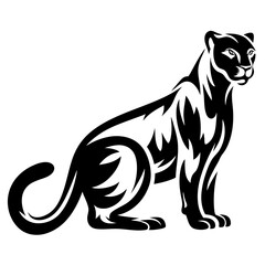 Majestic Panther Illustration with Strong, Stylized Design and Elegant Black and White Palette