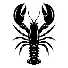 Striking monochromatic depiction of a lobster with bold, simplistic design elements