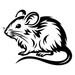 Monochrome Image of a Stylized Mouse or Rat in Silhouette