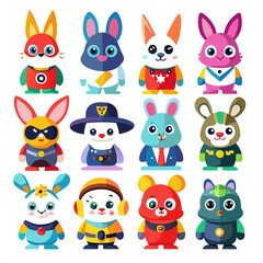 Cartoon Character Collection: Cute Animals with Fun Outfits