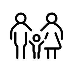 family parenting care, household community unity, relationship bonding support &ndash; flat stroke icon for apps and websites
