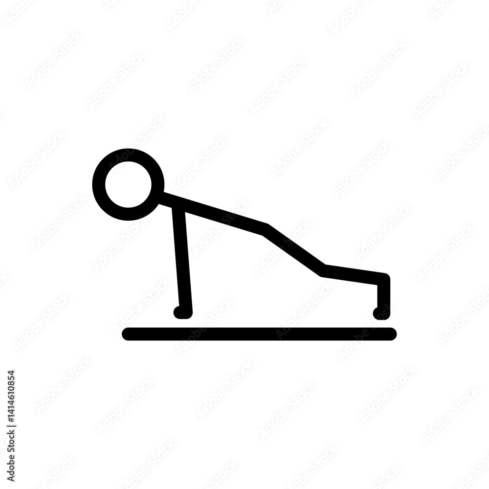 Poster push-up exercise minimalistic vector illustration – flat stroke icon for apps and websites