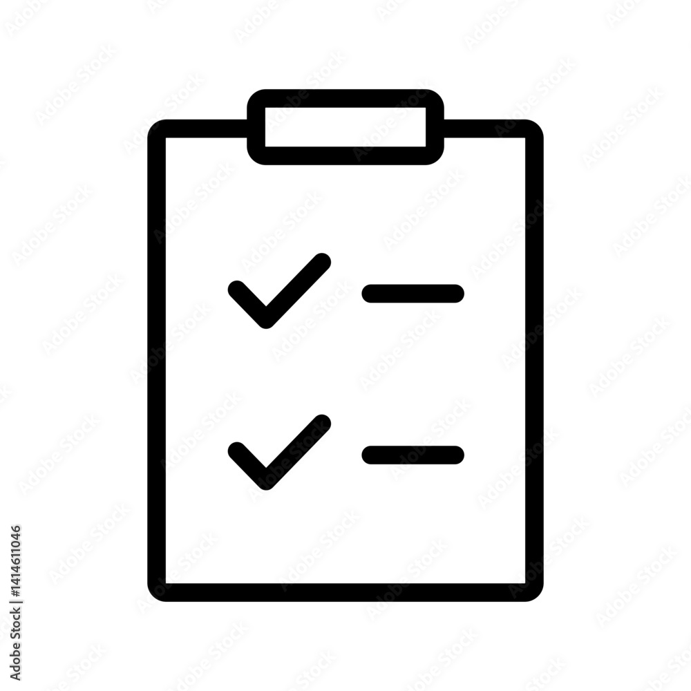 Poster checklist minimalistic task management icon - flat stroke design for apps and websites