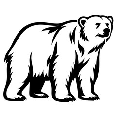 Stylized illustration of a polar bear standing in black and white colors