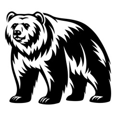 Stylized Bear Graphic in Black and White with Sharp Edges