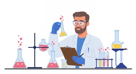 Scientist Conducting an Experiment, Documenting Results in Laboratory Setting
