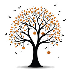 vector flat illustration of a helloween tree