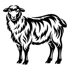 Fototapeta premium Black and white abstract sheep illustration with complex tribal designs