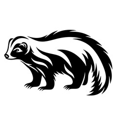 Striking black and white vector illustration of an adorable striped skunk