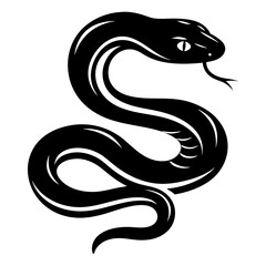 Stylized black and white snake image, isolated on a white background