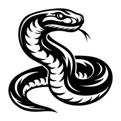 Fototapeta premium Stylized Black and White Snake Illustration with Intricate Scale Pattern