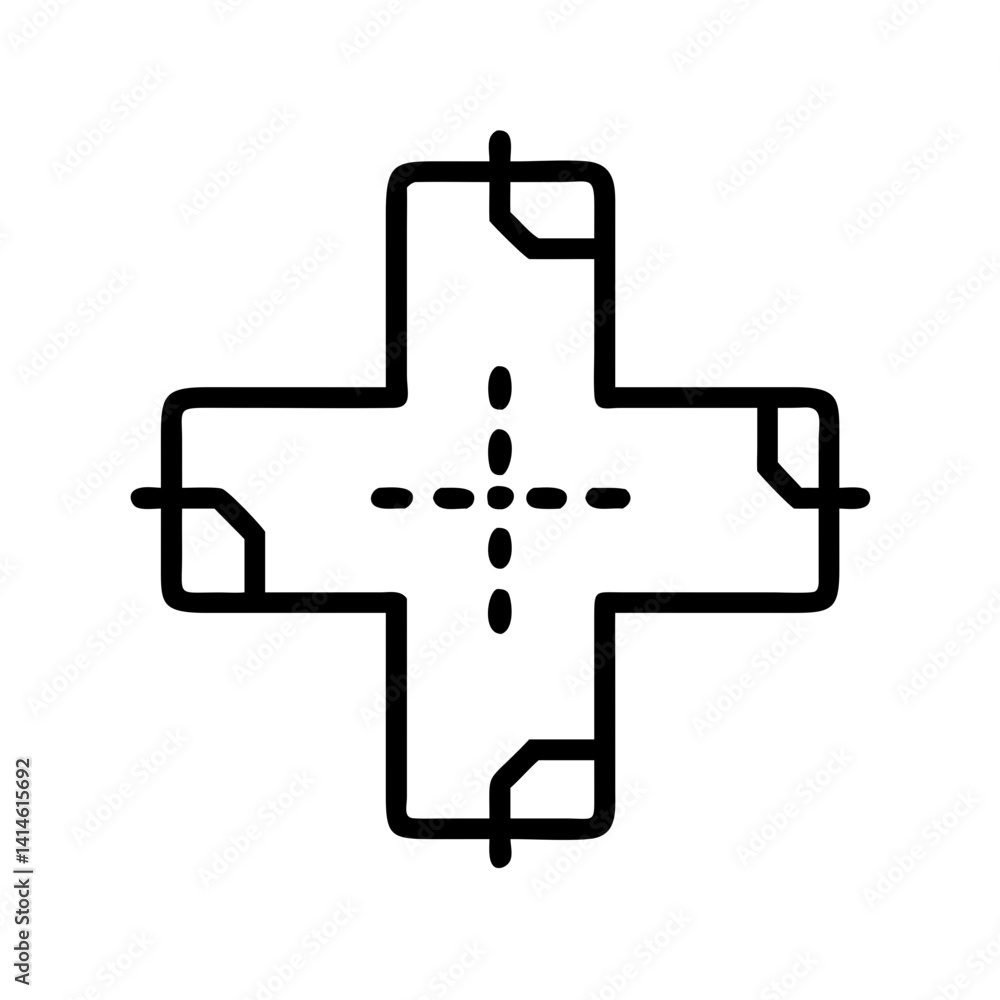 Poster geometric cross shape in minimalistic style on white background