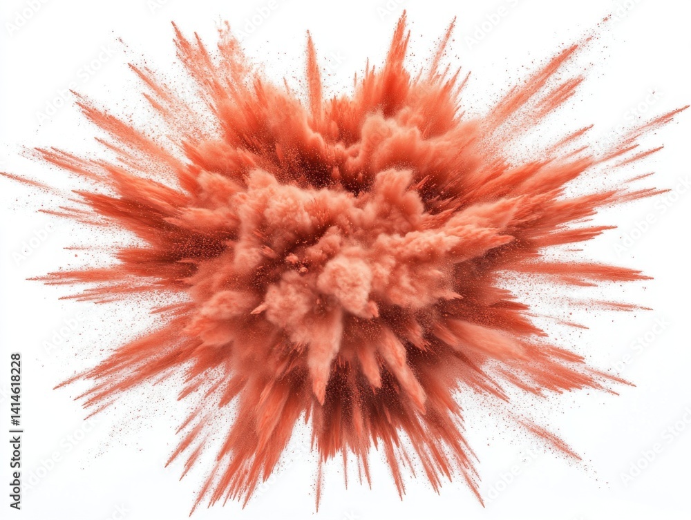Aufkleber vivid explosion of coral powder against a bright white backdrop creating a dynamic and captivating v