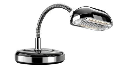 Flexible Black Desk Lamp: A close-up of a contemporary black flexible desk lamp with a chrome base, casting a bright white light perfect for illuminating a workspace.