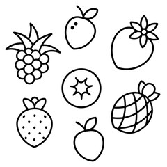 Modern Black and White Fruit Circle Art Minimal Silhouette Design.