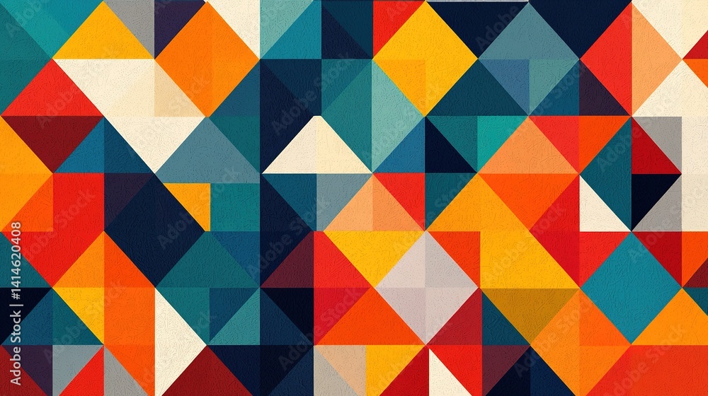 Poster dynamic abstract geometric patterns in bold triangular designs digital art vibrant colors artistic p