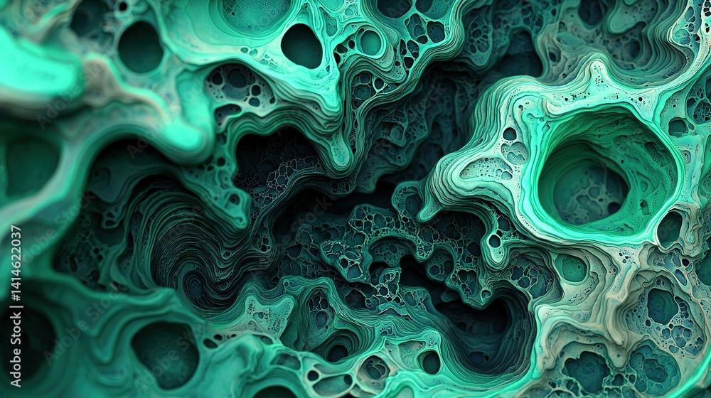 Poster macro viewpoint of intricate ai-generated fractal designs in a high-quality digital art environment