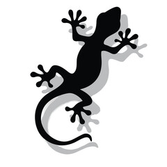 Stylized Black Silhouette of a Gecko - Minimalist Animal Illustration