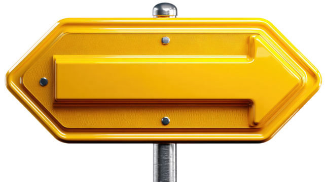 Signpost: A close-up shot of a vibrant yellow direction sign. This sign points the way with clarity and direction.  - Powered by Adobe