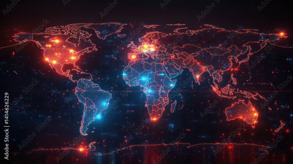 Poster global network: a digital world map