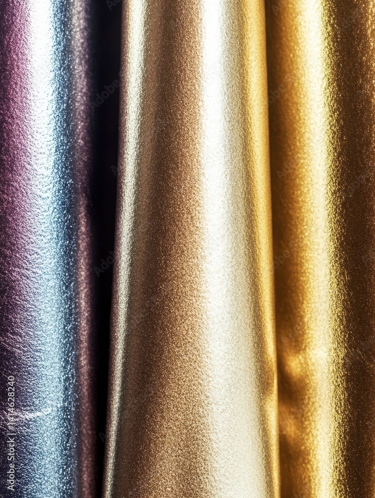Poster shimmering metallic fabric in blue gold and bronze tones creating a luxurious and elegant backdrop w
