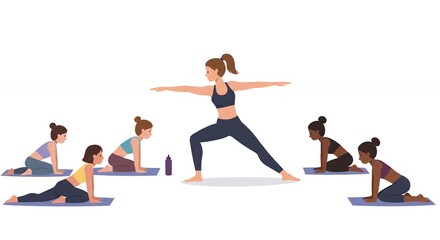 Obraz premium A Group of Women Practicing Yoga with an Instructor for Wellness and Fitness