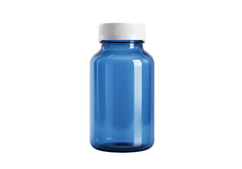Isolated Blue Pill Bottle Empty Container and Label