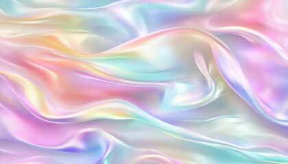Fototapeta premium Holographic foil gradient with flowing colors and soft reflections, futuristic material texture for branding, fashion, and editorial design - shiny metallic vibrant concept shimmer