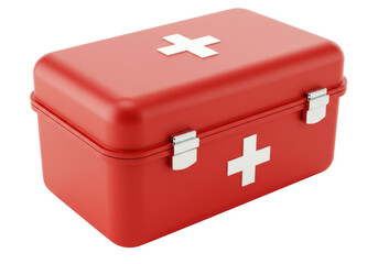 Isolated Red Plastic First Aid Kit Box