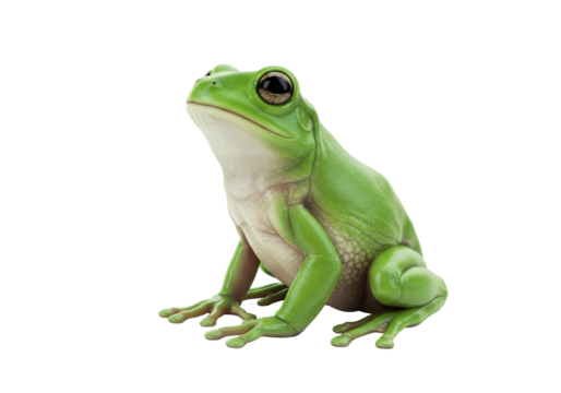 Isolated Green Tree Frog on White Background