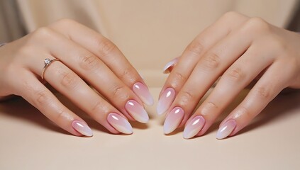 Fototapeta premium Gentle Ombre Manicure on Almond Nails