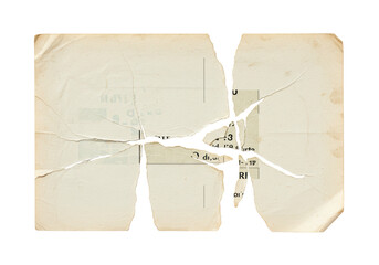 Isolated Torn and Damaged Vintage Paper