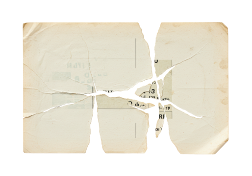 Isolated Torn and Damaged Vintage Paper