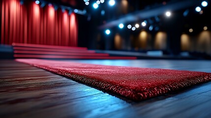 Elegant red carpet on stage ready for a grand event