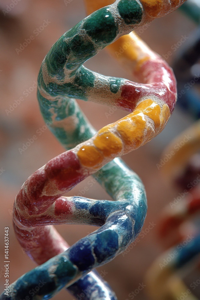 Poster colorful artistic dna model rendered in macro detail capturing the essence of genetic structure and 