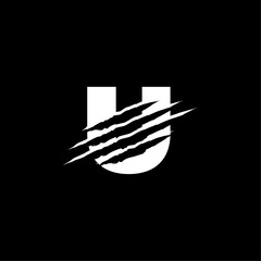 Letter U with Claw Marks/Scratch logo design,Vector