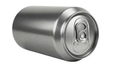 Isolated Silver Aluminum Can for Soda or Beverage Packaging
