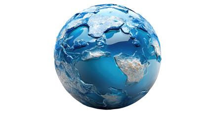 Fototapeta premium Blue Earth Globe: A pristine blue globe reflects a calming and peaceful sense of the Earth. It depicts our planet as a symbol of unity and the importance of protecting our environment. 