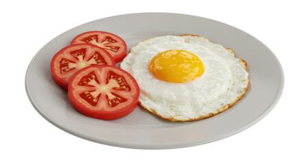 Isolated Fried Egg with Tomato