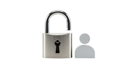 Naklejka premium Isolated Unlocked Padlock with Person Icon Implying Freedom
