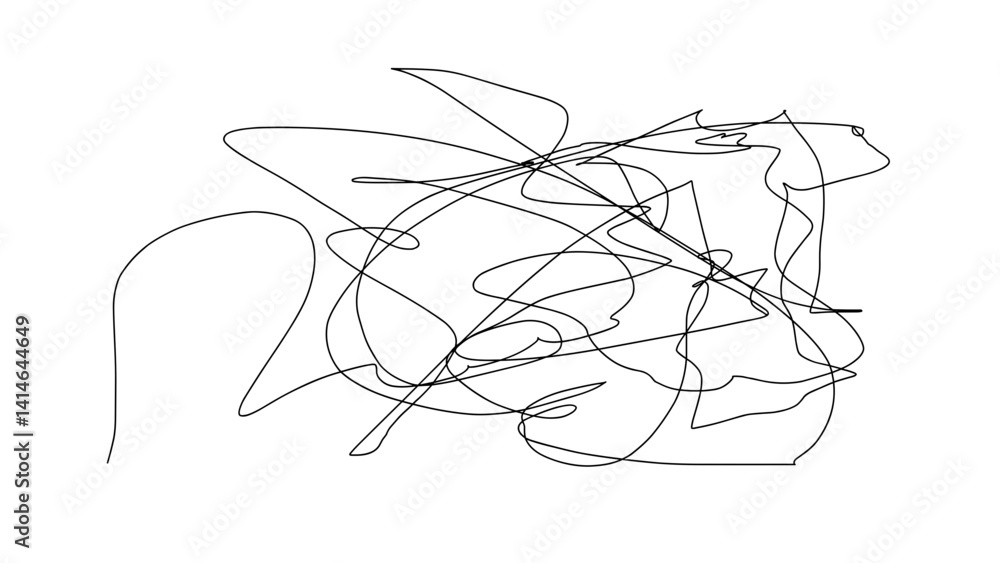 Aufkleber hand-drawn scribble in abstract lines on white background