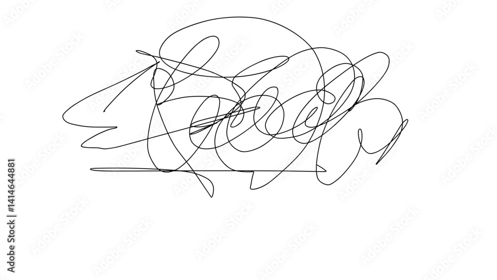Poster scribbled hand-drawn lines in abstract style on white background