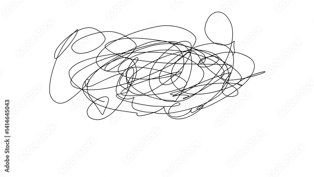 Poster hand-drawn scribble design with abstract lines on white background