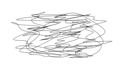 Abstract hand-drawn lines in scribble chaotic form on white background -  