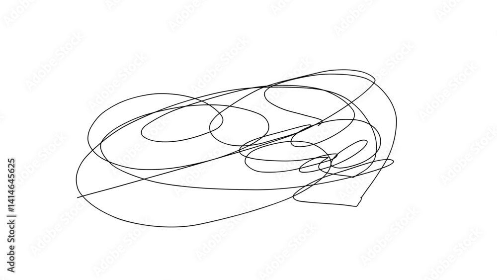 Poster abstract hand-drawn scribble line art representing movement and flow