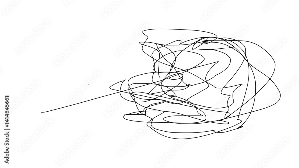 Poster abstract hand-drawn vector scribble lines representing chaotic motion