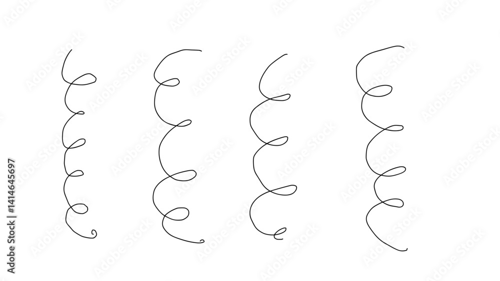 Poster hand-drawn scribble line swirls in vector style on white background
