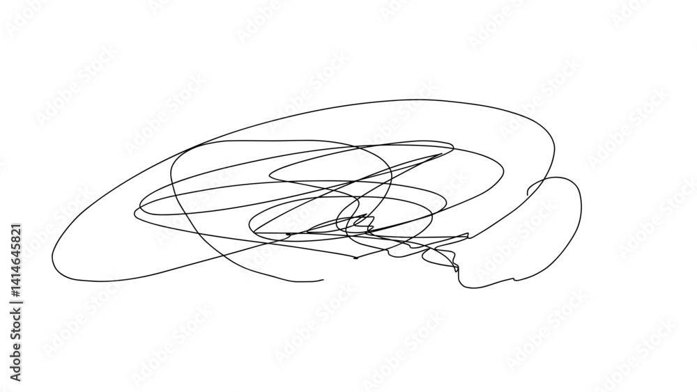 Poster hand-drawn linear abstract scribble on a white background
