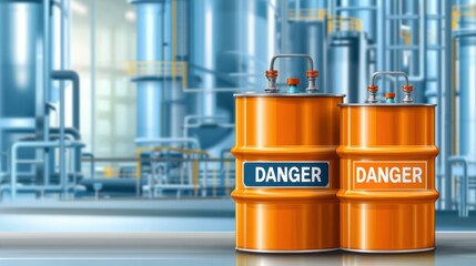 Industrial hazard toxic materials warning at chemical plant safety signage indoor environment close-up view environmental awareness
