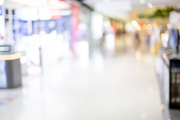 Blurred background in a shopping mall,Abstract blurred of fashion clothes shop boutique interior in the shopping mall, 